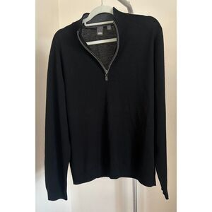 Cullen Men's Black Merino Wool 1/4 zip pullover Sweater size XXL 2XL